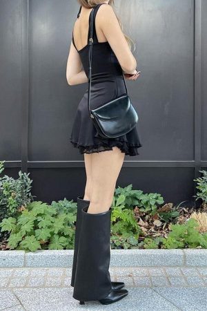 Black Tie Fastening Mini Dress
