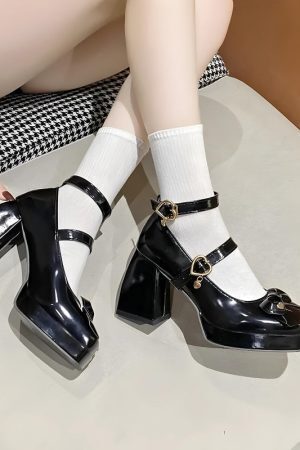 Bow & Heart Mary Jane High Heels
