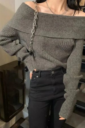 Casual Off Shoulder Knitted Sweater