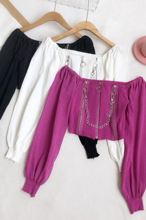 Chain Detailed Square Neck Crop Top
