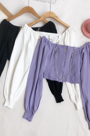 Chain Detailed Square Neck Crop Top