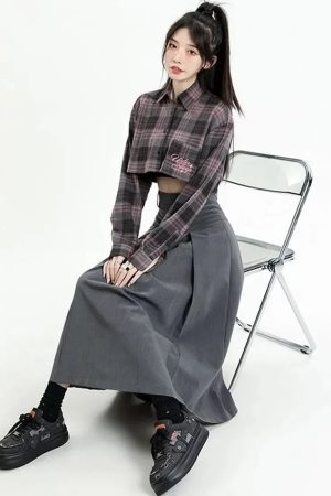 College Girl Pleated A-Line Midi Skirt