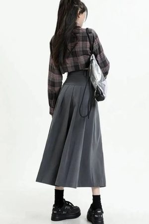 College Girl Pleated A-Line Midi Skirt