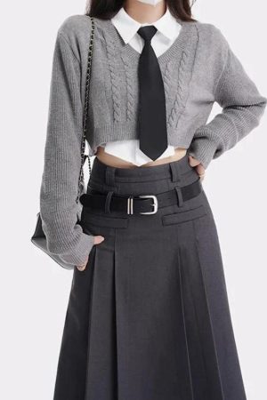 College Girl Pleated Midi Skirt