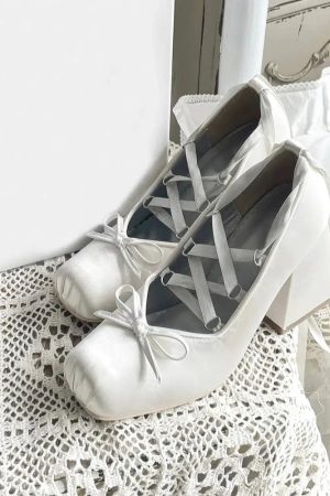 Coquette Bow Lace Up High Heels
