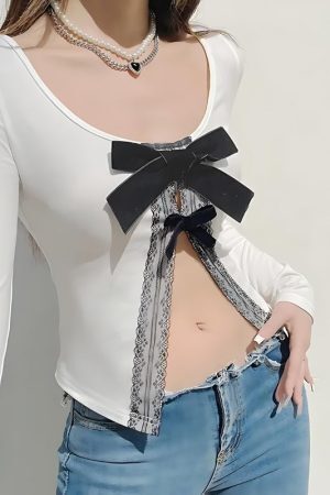 Coquette Bow Open Front Top
