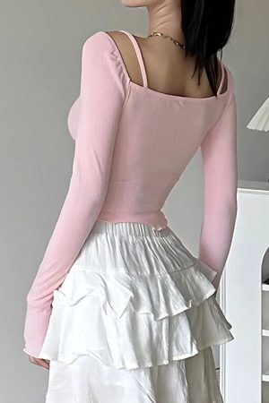 Coquette Bow Straps Ruched Top