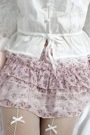 Coquette Floral Ruffled Mini Skirt