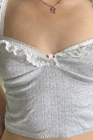 Coquette Lace Trimming Crop Top