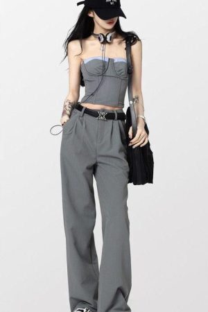 Corset Top & Wide Leg Pants Two Piece Set