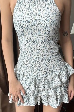 Cottagecore Floral Ruffled Mini Dress