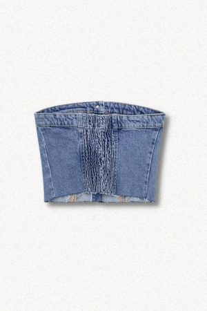 Cowgirl Button Up Denim Tube Top