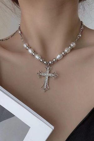 Cross Pearl Necklace