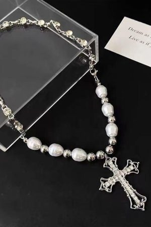 Cross Pearl Necklace