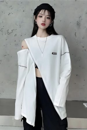 Cyberpunk Cross Zip-Up Top
