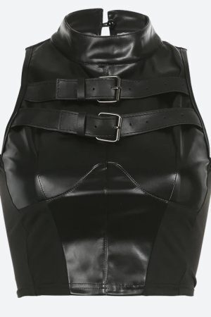 Cyberpunk Faux Leather Crop Top