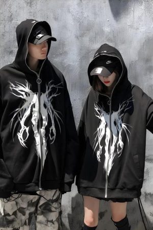 Cyberpunk Ghost Full Zip-Up Hoodie