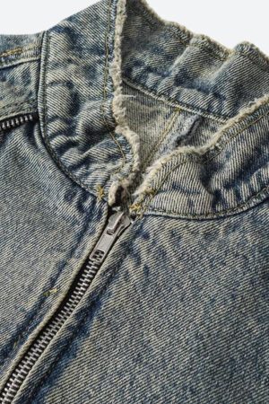 Cyberpunk Zip-Up Denim Jacket