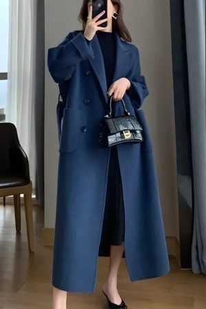 Dark Academia Belted Long Coat