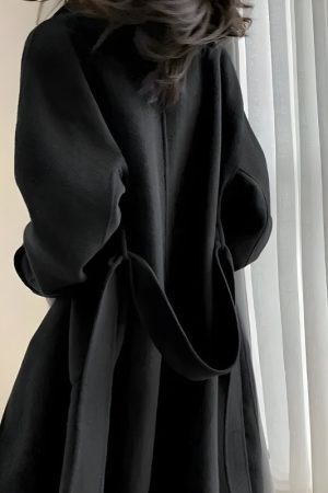Dark Academia Belted Long Coat
