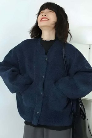 Dark Academia Button Up Pockets Cardigan