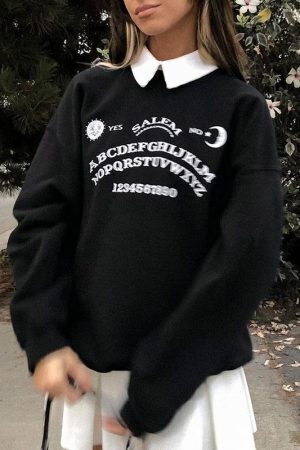 Dark Academia Letter Print Sweatshirt