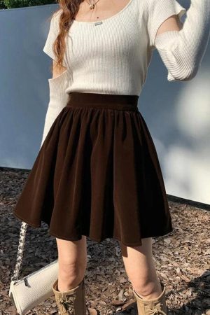 Dark Academia Velvet Mini Skirt