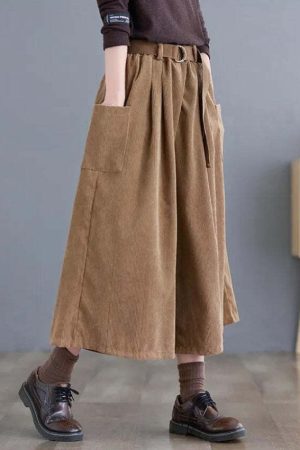 Dark Academia Wide Leg Corduroy Pants