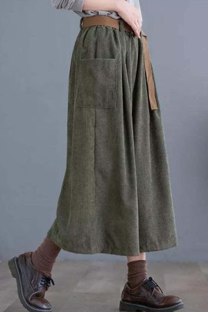 Dark Academia Wide Leg Corduroy Pants