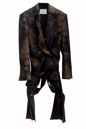 Dark Floral Asymmetric Blazer