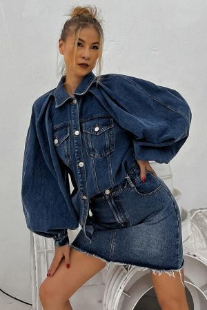 Denim Jacket & Skirt Two Piece Set