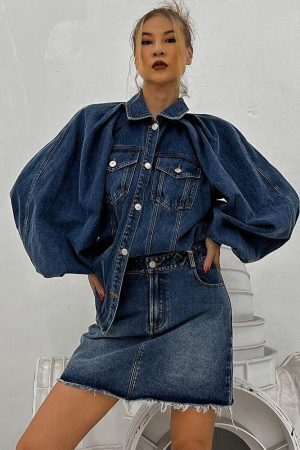 Denim Jacket & Skirt Two Piece Set