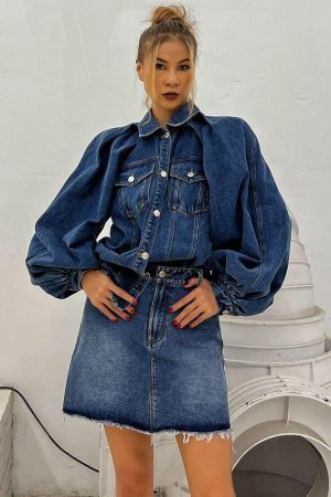 Denim Jacket & Skirt Two Piece Set