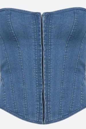 Denim Strapless Corset Top