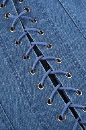 Denim Strapless Corset Top