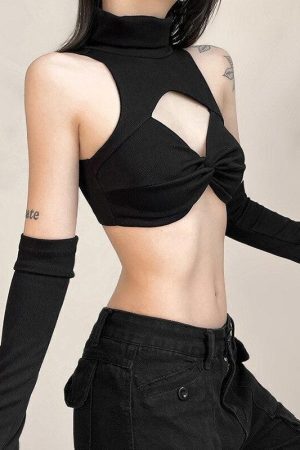 Detachable Sleeved Turtleneck Halter Top