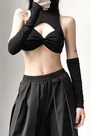 Detachable Sleeved Turtleneck Halter Top
