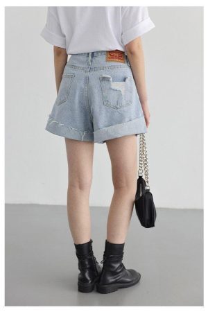 Distressed and Slit Jean Shorts