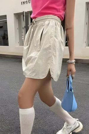 Drawstring Parachute Mini Skirt