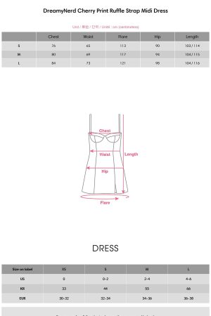 DreamyNerd Cherry Print Ruffle Strap Midi Dress