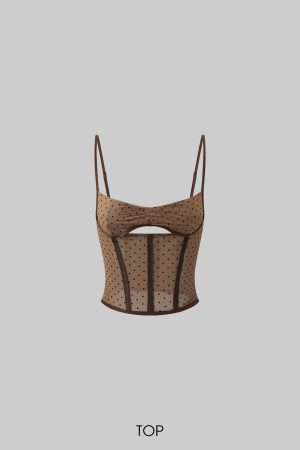 DreamyNerd Cocoa Dot Mesh Two-Piece Set