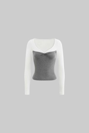 DreamyNerd Contrast Ribbed Long Sleeve Tee