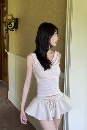 DreamyNerd Draped Neck Jersey Tank Top