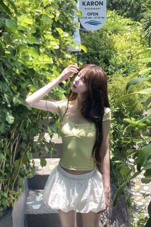 DreamyNerd Eyelet Bubble Mini Skirt