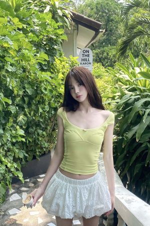 DreamyNerd Eyelet Bubble Mini Skirt