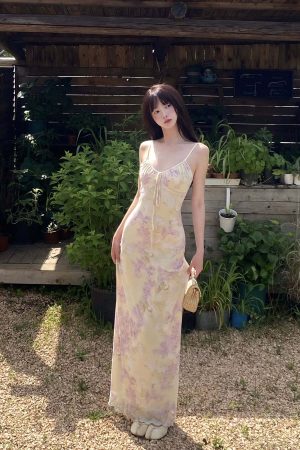 DreamyNerd Floral Mesh Slip Maxi Dress