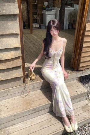 DreamyNerd Floral Mesh Slip Maxi Dress