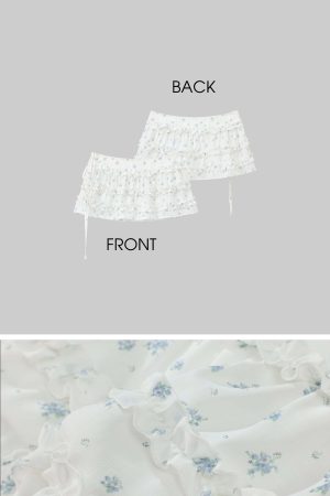 DreamyNerd Floral Ruffle Corset Top and Skirt Set