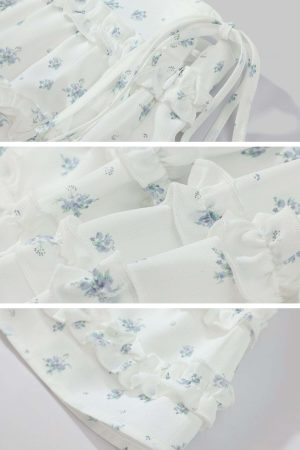 DreamyNerd Floral Ruffle Corset Top and Skirt Set