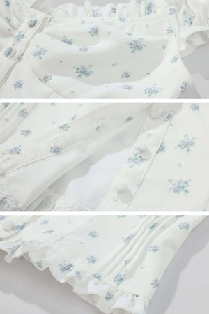 DreamyNerd Floral Ruffle Corset Top and Skirt Set